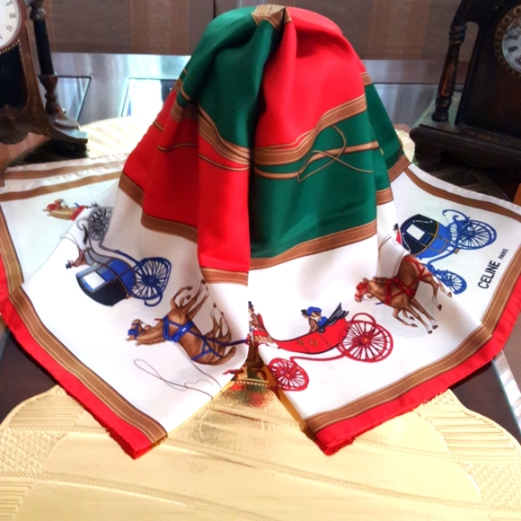 Celine Paris colorful carriages scarf - Picture 1 of 7